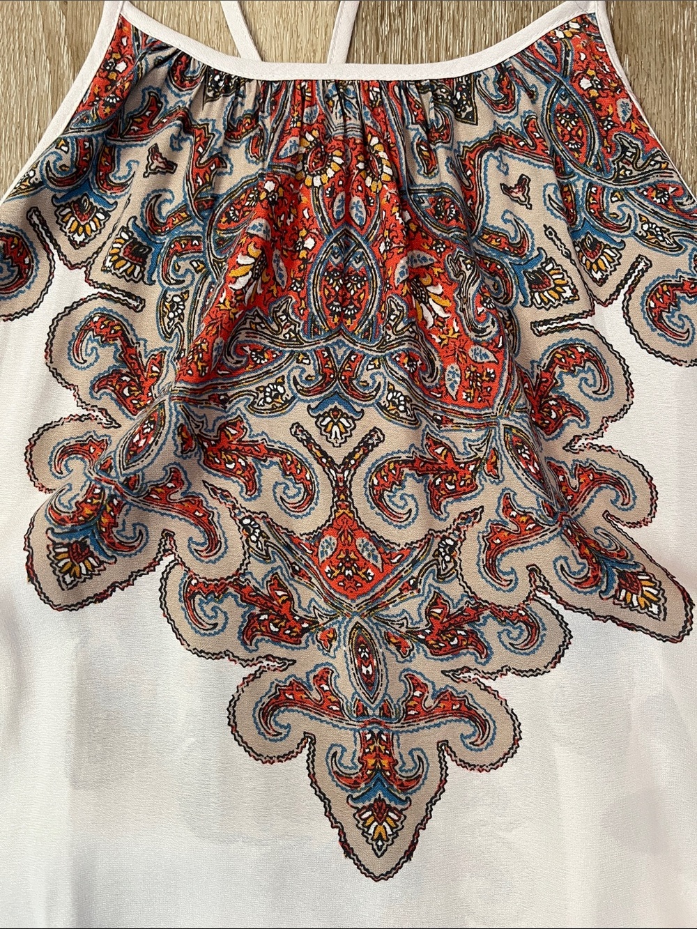 Free People - Cream Maxi Tank Top/Dress/Coverup with Red and Blue Paisley Print